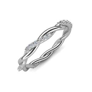 Anillo de Compromiso o Matrimonio de Plata de Ley 925 con Corte de 1.3 mm, Diseño de Cuerda Trenzada, Engaste de Púas, Moissanita, Eternidad Completa, para Mujer - Product Image 1
