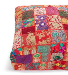 Coussins de sol bohèmes Housse de coussin décorative Sari Patchwork Coussin Méditation - Product Image 5