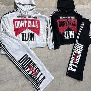 Chándal de gimnasio para hombre, conjunto de Jogger con logotipo bordado personalizado, chaqueta con cremallera, pantalones de chándal, parche a rayas laterales, chándal de algodón 100% - Product Image 4