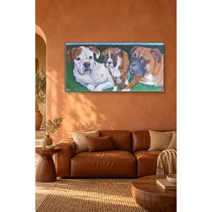 Impression sur toile de trois boxeurs côte à côte sur l'herbe de Fida - Product Image 1