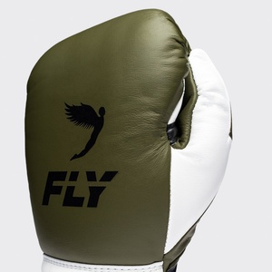 Guantes de Boxeo Muay Thai Personalizados FLY Verde/Blanco con Cordones, Guantes Profesionales de Kickboxing para Gimnasio, Venta al Por Mayor OEM - Product Image 2