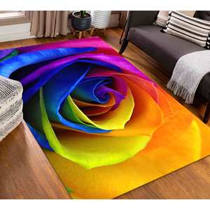 Colorful Rose <b>Rug</b>: Pet Friendly Botanical Decor,<b>Chenille</b> <b>Rug</b> - Product Image 1