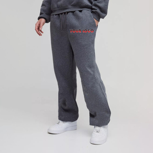 Cintura elástica de ajuste relajado de alta calidad Color sólido 100% algodón Hip Hop pantalones de chándal lavados logotipo impreso personalizado pantalones de hombre - Product Image 4
