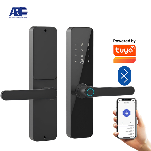 Best-selling Tuya WiFi Smart Door Lock with Fingerprint Recognition Multi-language Suitable for Indoor Wooden Doors in Hotels