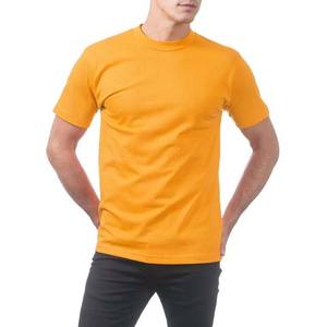 T-shirts pour hommes de style urbain, couleur unie, coton, coupe ajustée, haut de qualité supérieure, vêtements pour hommes, col rond, couleur jaune - Product Image 3