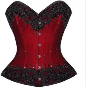 OEM ODM Velvet Canvas Breathable High Compression <b>Gothic</b> Waist Trainer Steel Boned Shapers <b>Corset</b> Front Busk Hook Eye Modesty - Product Image 1