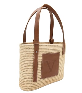 CESTA FRANCESA Bolsa de rafia con asas de cuero Bolsa de cuerda de papel tejida Bolsas de playa de macramé de ganchillo Directo del proveedor indio - Product Image 2