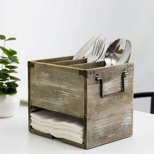 Organisateur de plateau en bois pour bureau à domicile avec compartiments pour couverts et accessoires de cuisine - Product Image 6