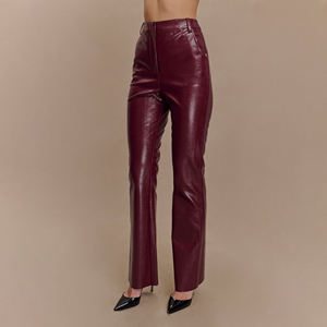 Latest XL Women's Mid Waist <b>Faux</b> <b>Brown</b> <b>Leather</b> Pants Casual Style Winter Pencil <b>Leggings</b> Flat Front Stretch Skinny Jeans - Product Image 2