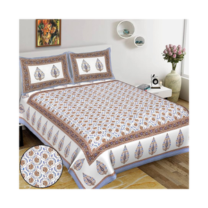 Broderie florale imprimée écologique de haute qualité sur une literie double 100% coton fabriquée en Inde avec du coton éthique et certifié GOTS - Product Image 5