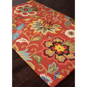 Alfombra de Lana Floral Hacienda Roja y Naranja, Hecha a Mano, para Sala de Estar y Pasillo, 10 mm de Grosor, para Adolescentes - Jaipur Rugs ZA - Product Image 2