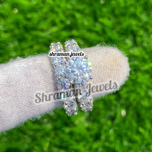 แหวนแต่งงานครบรอบแต่งงานเพชรโมอิสซาไนต์สั่งทำพิเศษ ทองคำขาวแท้ 14K สำหรับผู้ชายและผู้หญิง แหวนแบบเต็มวง ดีไซน์หรูหรา ของขวัญเครื่องประดับชั้นดี - Product Image 3