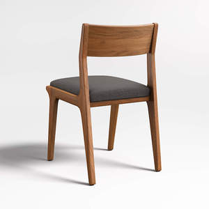 Chaise de jardin moderne en teck massif avec coussin en cuir imperméable, chaise de restaurant d'extérieur de luxe, écologique et durable - Product Image 4