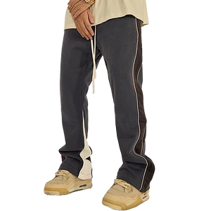 Streetwear Baggy pantalons de survêtement 100% coton en couleur noire nouvelle mode coton pantalons de survêtement hommes Baggy pantalons de survêtement évasés - Product Image 4