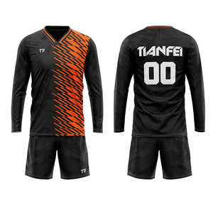 Maillots de football à manches longues respirants, à séchage rapide, antibactériens, anti-UV, grande taille, 100% polyester, ensemble de maillots de football, uniforme d'équipe de football - Product Image 1