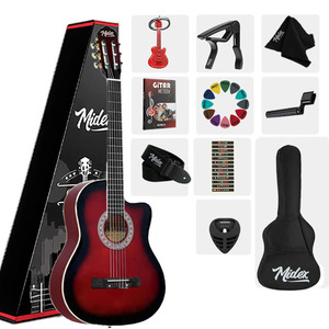 Kit de Guitarra Clásica Morada 4/4 con Varilla de Ajuste, Soporte, Funda, Correa y Capo |   Midex MGX-100RD - Product Image 1