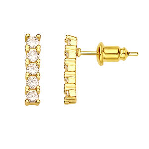 Para Foxi, venta al por mayor, Pendientes chapados en oro, joyería de moda, Aretes, pendientes de barra de Zirconia cúbica, estilo bonito, Envío listo principal - Product Image 2