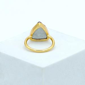 Modern Design Peacock Drusy Trillion <b>Ring</b> 18K Gold Plated Agate Jewelry for Wedding & Party Gifting - Product Image 4
