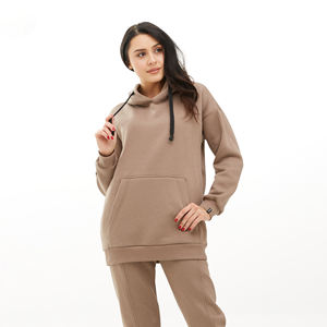 Conjunto Deportivo de Dos Piezas con Capucha para Mujer, Talla Grande, Bloques de Color, 100% Algodón, Transpirable en Cuatro Direcciones - Product Image 5