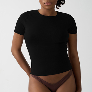 Camiseta de Manga Corta para Mujer, Cuello Redondo, Algodón Jersey, Verano, Ecológica, Secado Rápido, Transpirable, Ligera, Elástica, Algodón/Fibra de Bambú - Product Image 4