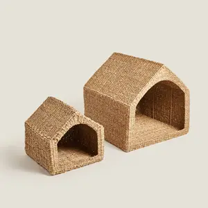 Nouveau style maisons pour animaux de compagnie en jacinthe d'eau pour chiens et chats prix le moins cher intérieur chien chat animal maison cage