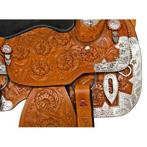 Cuero de vaca genuino de calidad superior Western Show Saddle Silver Tooled Edición limitada Pleasure Riding Horse Tack - Product Image 5