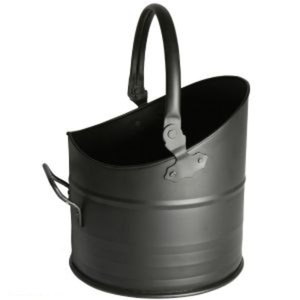 Seau à charbon en fer métallique finition noire, ensemble de cheminée fait main de haute qualité et accessoires, seau à charbon fait main - Product Image 1