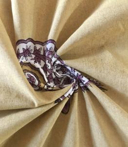 Tissu en coton imprimé à la main, motif floral paisley buta |   Tissu ethnique indien jaune moutarde - Product Image 2