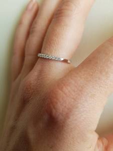 Bague de fiançailles en or blanc 14 carats de luxe, demi-alliance, 2 mm, diamant rond cultivé en laboratoire, pour le meilleur partenaire, cadeau d'anniversaire - Product Image 2