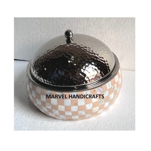 Mother of Pearl Inlay Wood Casserole | Stainless Steel Insulated Hotpot Food Warmer | Premium <b>Serving</b> <b>Dish</b> Cookware <b>Set</b> for Home - Product Image 1