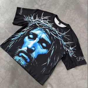 Venta al por mayor de los hombres de verano de gran tamaño Boxy Fit Camiseta de algodón personalizado 3D gráfico DTG 100% algodón 100% algodón 100% algodón 100% algodón - Product Image 1
