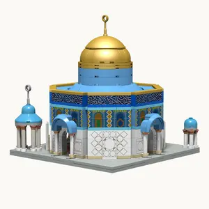 Blok Islami kualitas tinggi untuk anak-anak grosir Islam TAKVA anak-anak Model Kubah Batu Al Aqsa masjid hadiah mainan balok anak-anak