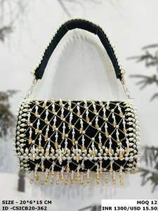 Sac de soirée fait main design sophistiqué cristal pierre perlée broderie pochette de mariée pour les occasions spéciales artisanale - Product Image 3