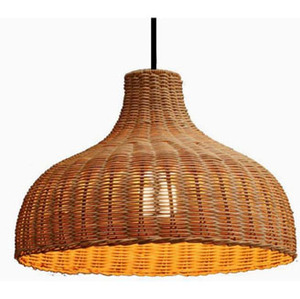 Lampe en corde de jute tissée à la main de conception vintage moderne 2025 Pendentif rond en rotin - Product Image 1