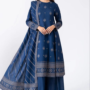 Costume décontracté Salwar Kameez pour femmes élégantes Tenue de soirée en lin Produit tendance - Product Image 1