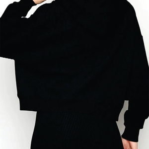 Custom Logo Womens <b>Black</b> Zip up Hooded Jacket and Leggings Set Casual Fitness Sportswear Outfit Two Piece Tracksuit - Product Image 6