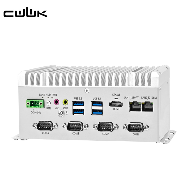 CWWK U12 Fanless Mini PC 8265U J6412 12th Gen i3 i5 i7 4xRS232 COM i210AT Gigabit LAN GPIO Din Rail Industrial Computer