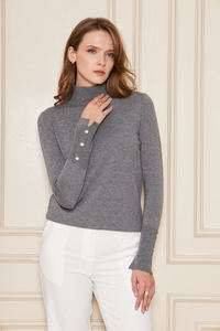 เสื้อสเวตเตอร์ไหมพรมคอเต่าติดกระดุม แขนยาว แฟชั่นใหม่สำหรับผู้หญิง สไตล์สปอร์ต ลำลอง ใส่ทำงานได้ สวยทันสมัย ขายส่ง - Product Image 3