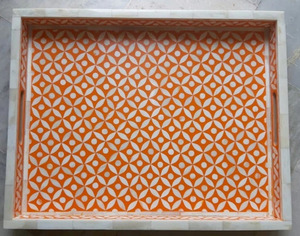 Meilleure arrivage2024 plateau de service en incrustation d'os motif floral plateau de service au design chaud du fabricant indien STAR CRAFT INDIA - Product Image 2