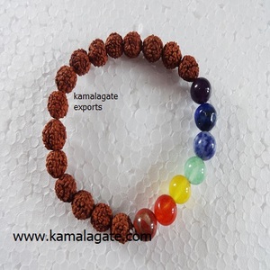 Pulseras de 7 Chakras Hechas a Mano con Piedras Preciosas, Cristal de Cuarzo Natural Rudraksha, Curación Reiki, Artesanía de Piedras Semipreciosas en Oferta - Product Image 3