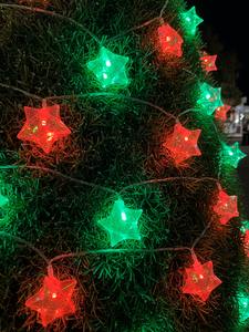 Luci a Corda con 16 LED Iridescenti a Forma di Stella in Acetato, Decorazioni Natalizie Impermeabili IP44, Materiale Plastico, Alimentazione AC 110V con Spina a Muro - Product Image 5