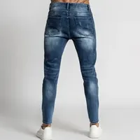 Erkek Yüksek Bel Slim Fit İngiliz Tarzı Kot Pantolon Taşlanmış Koyu Renk Hızlı Kuruyan Nefes Alabilen Özelleştirilebilir Renkler ve Bedenler