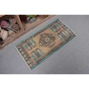 Turkish 1.7x3.3 ft Rug, Small Vintage Rug, <b>Brown</b> Animal Print <b>Wool</b> Rug - Product Image 5