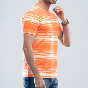 Drop Shipping Color Block T-shirts à rayures pour hommes Col rond Vente en gros T-Shirt à rayures O-Neck Short Sleeves Stripe Tee Custom - Product Image 2