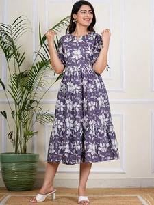 Vestido de fiesta corto con estampado floral de algodón indio hecho a mano, ropa de verano personalizada con estilo para novia, vestido de moda de noche para - Product Image 2