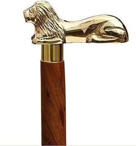 Handmade Wooden <b>Folding</b> <b>Walking</b> <b>Stick</b> 36 Inches Handcrafted <b>Walking</b> Cane with Brass Handle Lion Gifts Ideas - Product Image 1