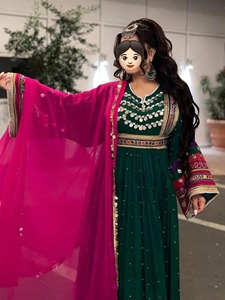 Robe de mariée ethnique vintage pakistanaise, faite à la main, à motifs floraux, pour femmes, sur mesure, vente en gros, longueur ras du sol, infroissable - Product Image 3