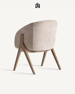 Chaise de salle à manger Velmoria en teck massif artisanal, mobilier de salle à manger moderne de qualité supérieure, luxe avec revêtement en microfibre - Product Image 4