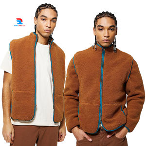 Veste en polaire sherpa à manches amovibles pour homme avec col montant et fermeture éclair, coupe-vent, respirante, écologique - Product Image 1