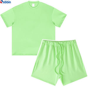 Conjunto de Camiseta y Pantalones Cortos de Algodón de Alta Calidad, Estilo Holgado con Hombros Caídos, Unisex, con Logotipo Personalizado, Ropa Deportiva para Mujer, Conjunto de 2 Piezas - Product Image 2